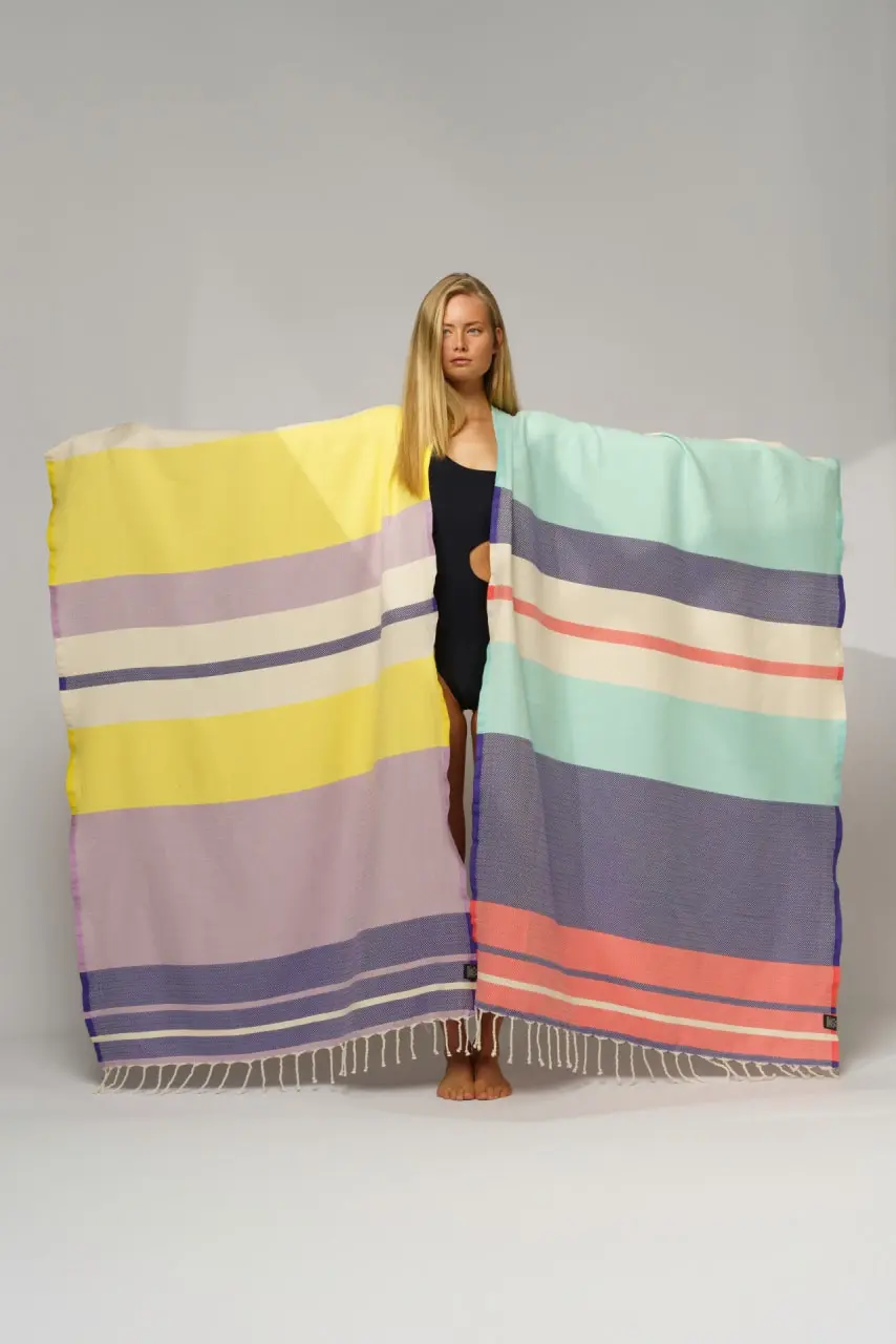 Futah - Papua Roxo & Verde Água Toalha de Praia (5)