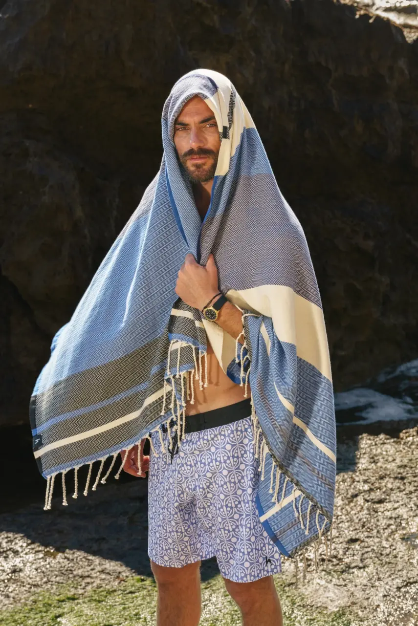 Futah - Short de Bain Bleu & Blanc Flora (12)