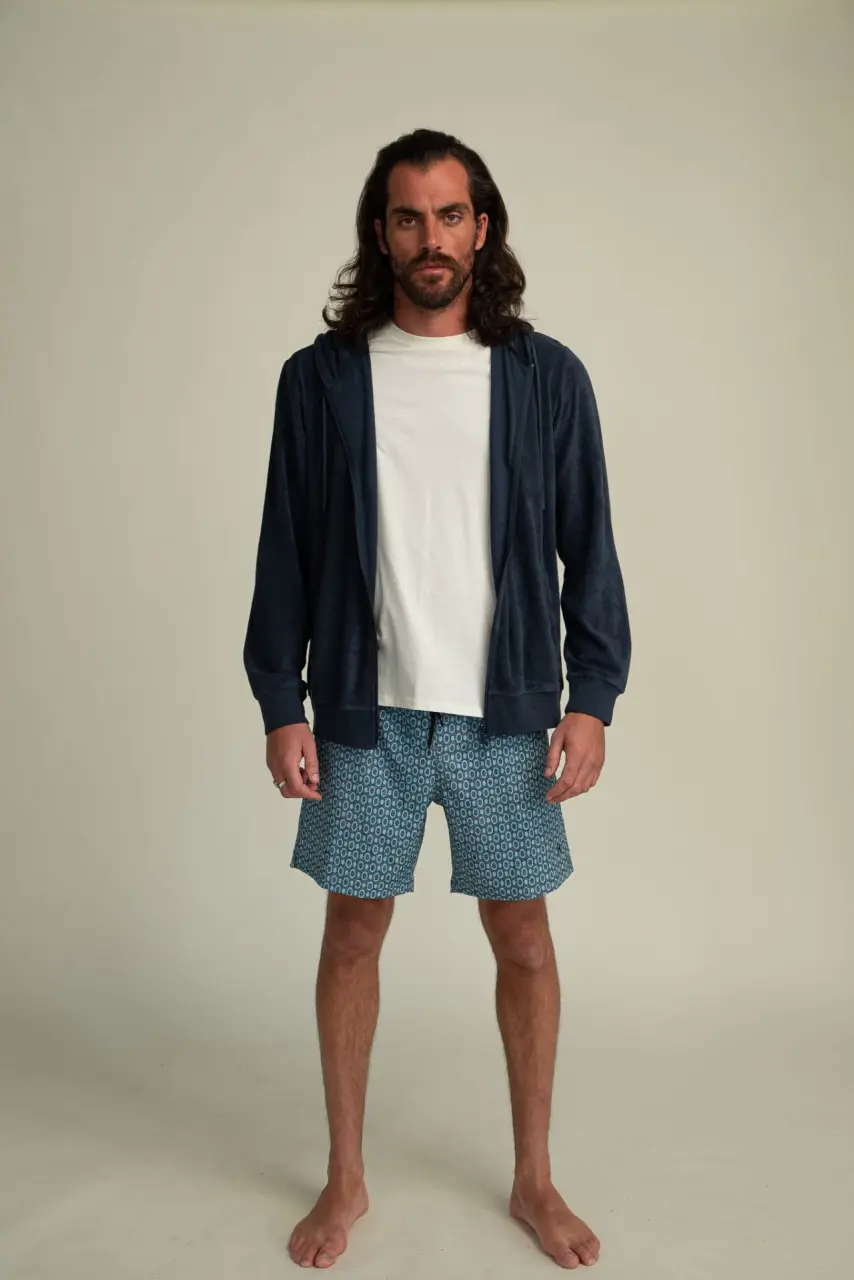 Futah - Sweat à capuche en éponge Bleu (1)