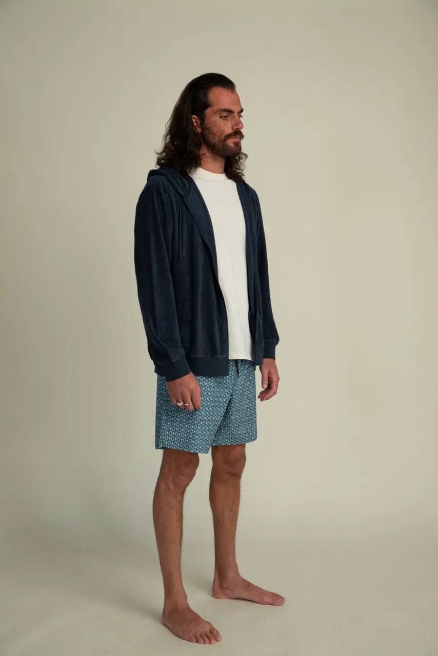 Futah - Sweat à capuche en éponge Bleu (2)