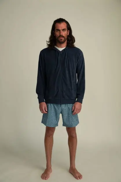 Sweat à capuche en éponge Bleu