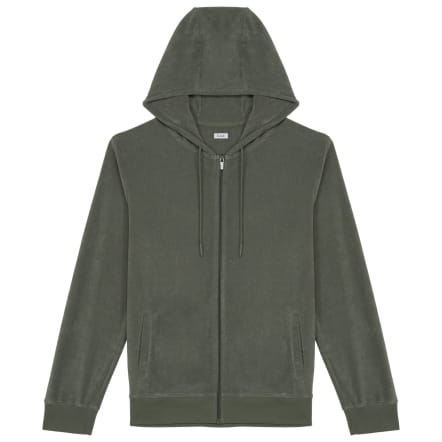 Sweat à capuche en éponge Kaki