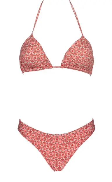 Flora Azul Aquático & Coral Bikini Triângulo
