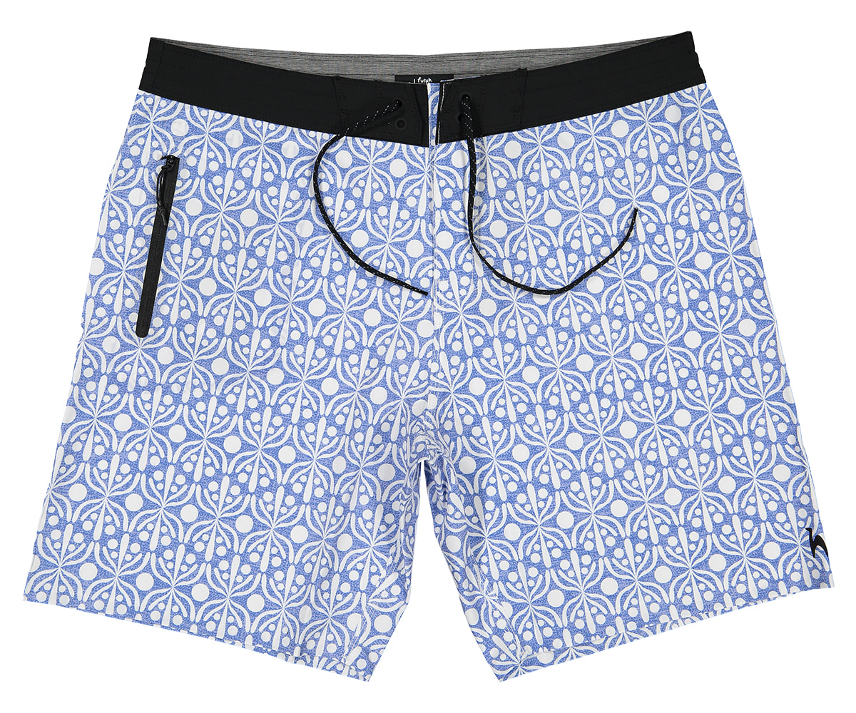 Futah - Calções de Banho Flora Azul & Branco (4)
