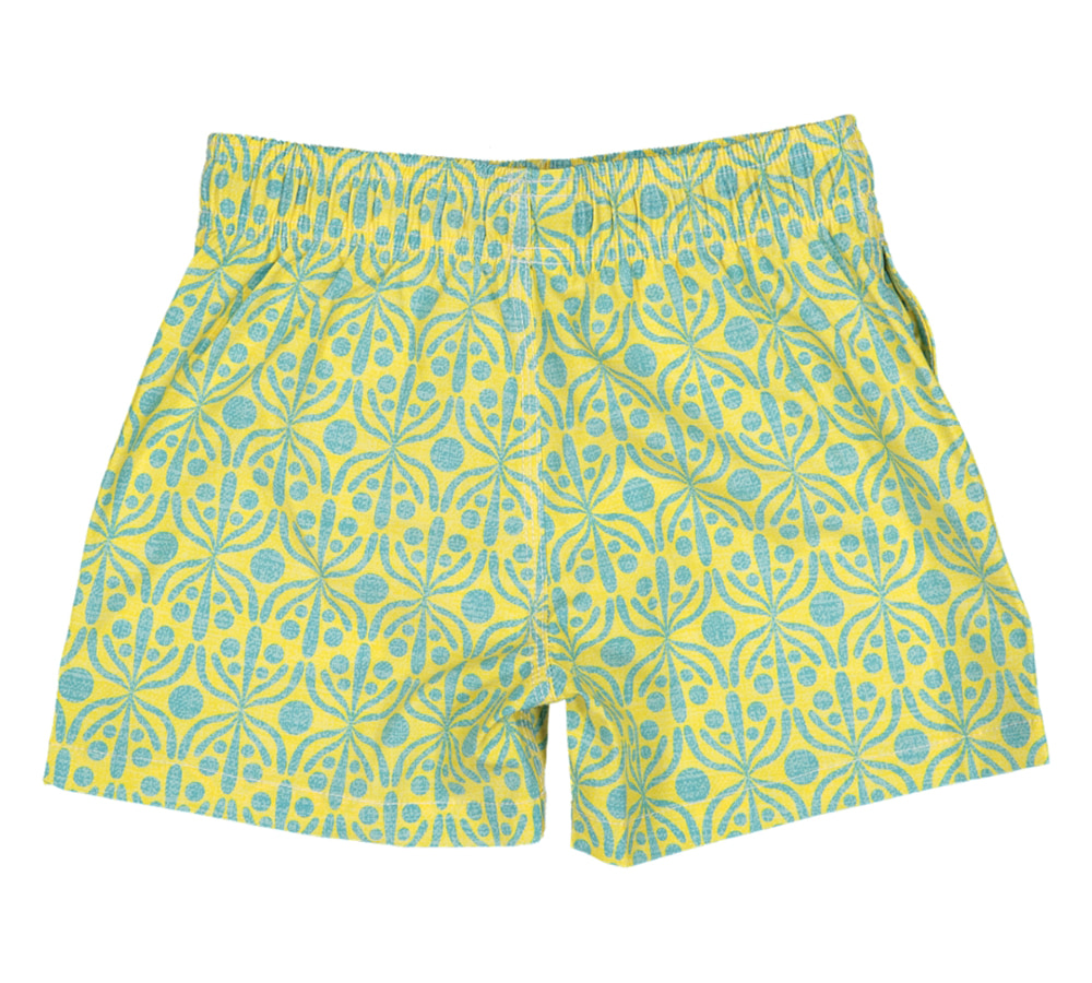Futah - Calções de Banho de Criança Flora Amarelo & Água (2)