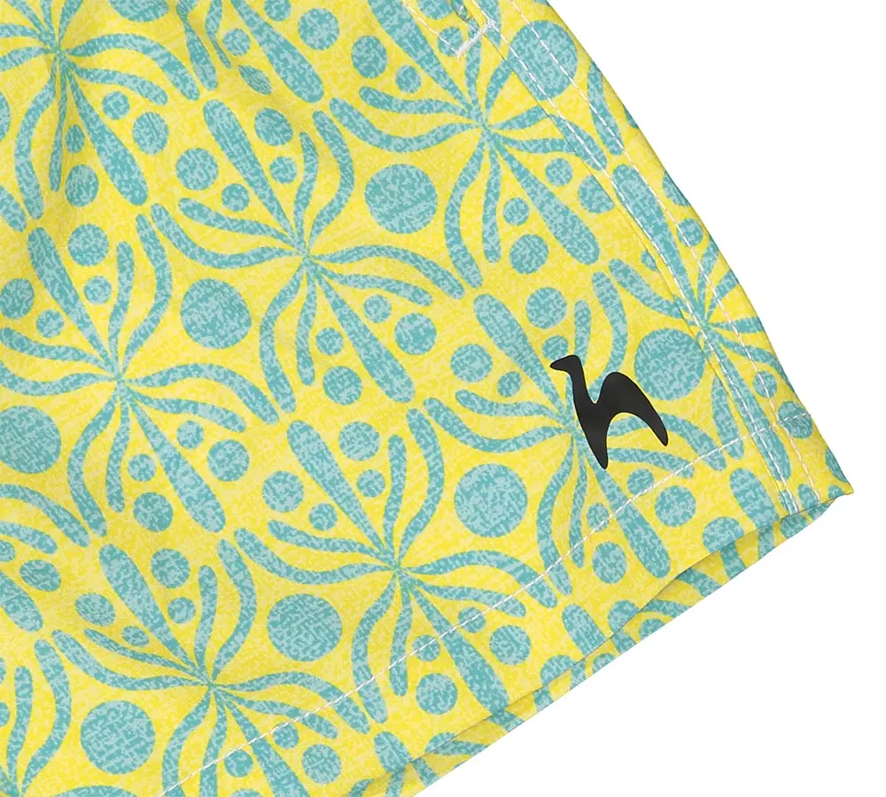 Futah - Calções de Banho de Criança Flora Amarelo & Água (3)