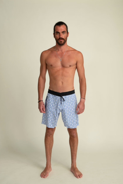 Short de Bain Bleu & Blanc Flora (2)