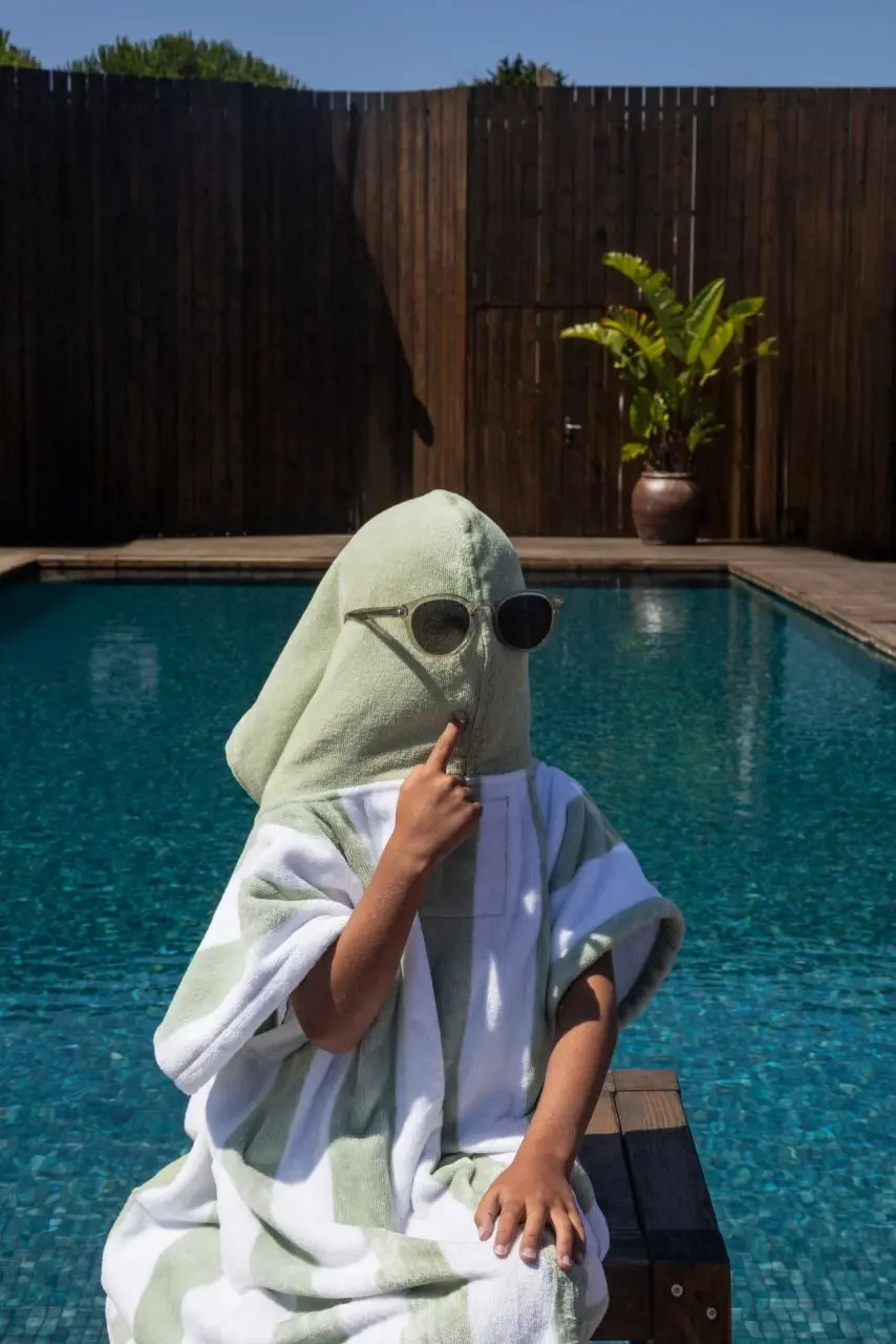 Futah - Bedu Vert Poncho Épongé Enfant (4)