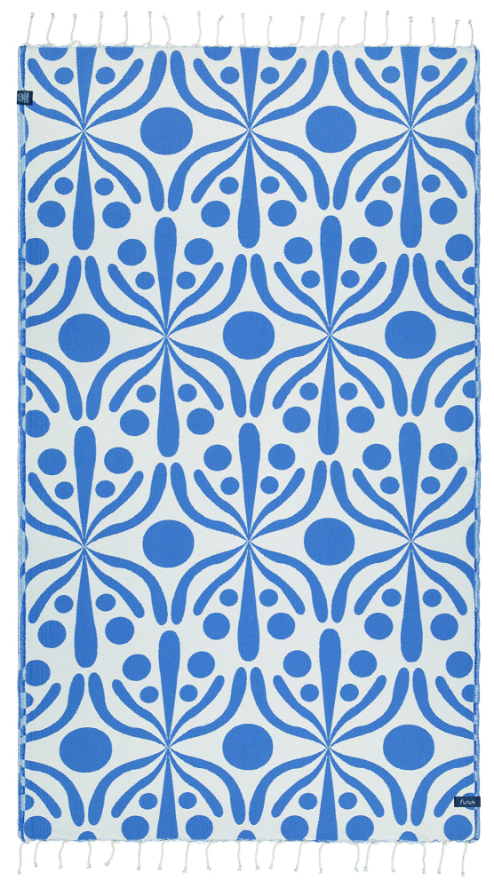Futah - Flora Azul & Branco Toalha de Praia (2)