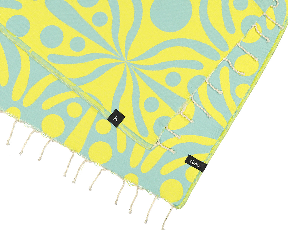 Futah - Flora Amarelo & Verde Água Toalha de Praia (3)