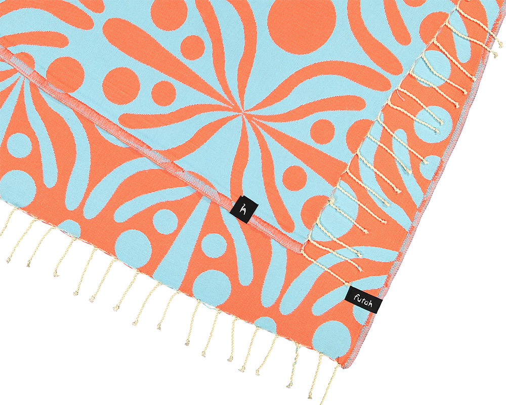 Futah - Flora Azul Aquático & Coral Toalha de Praia (4)