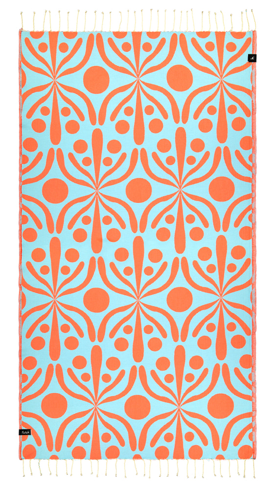Futah - Flora Azul Aquático & Coral Toalha de Praia (2)