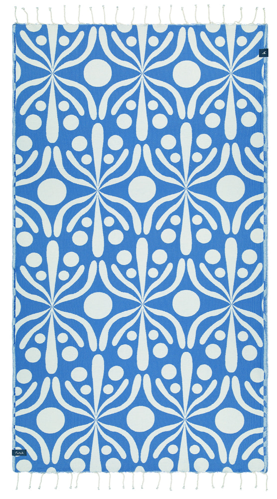 Futah - Flora Azul & Branco Toalha de Praia (3)