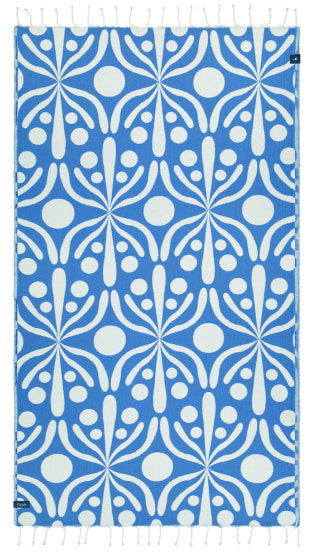 Flora Bleu et Blanc Serviette de Plage (2)