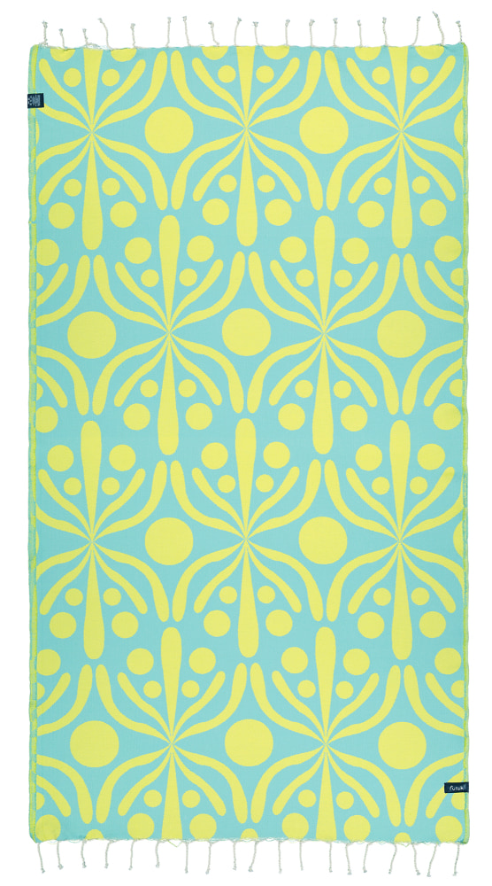 Futah - Flora Amarelo & Verde Água Toalha de Praia (2)