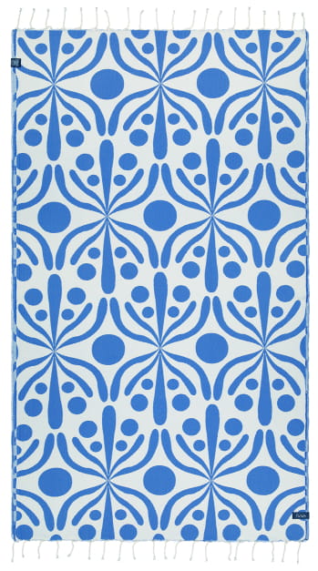 Flora Bleu et Blanc Serviette de Plage