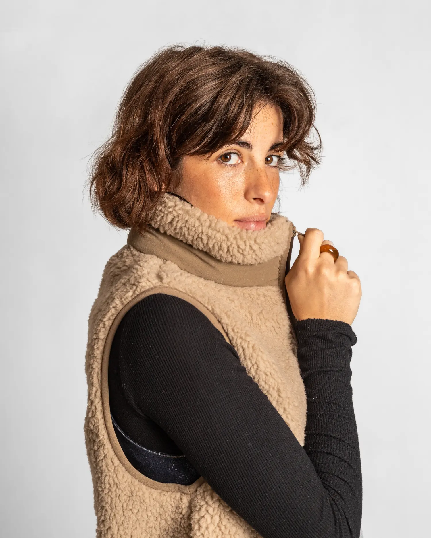 Futah - Gilet Sherpa Beige (1)