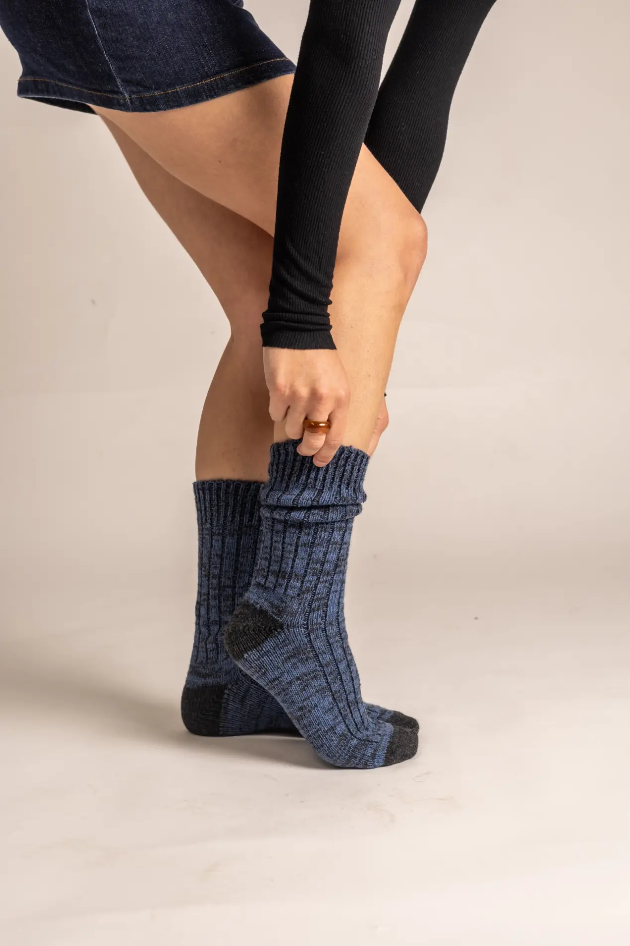 Futah - Chaussettes Cachemire et Laine Bleu (4)