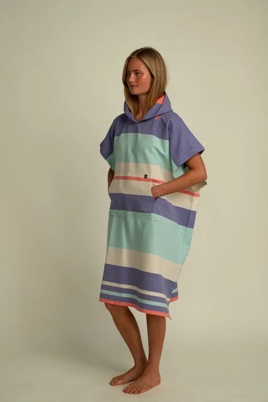 Futah - Papua Roxo & Verde Água Poncho (2)