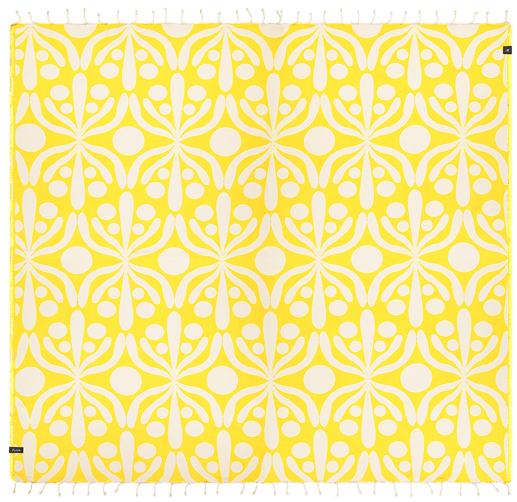 Futah - Flora Jaune Serviette de Plage XL (2)